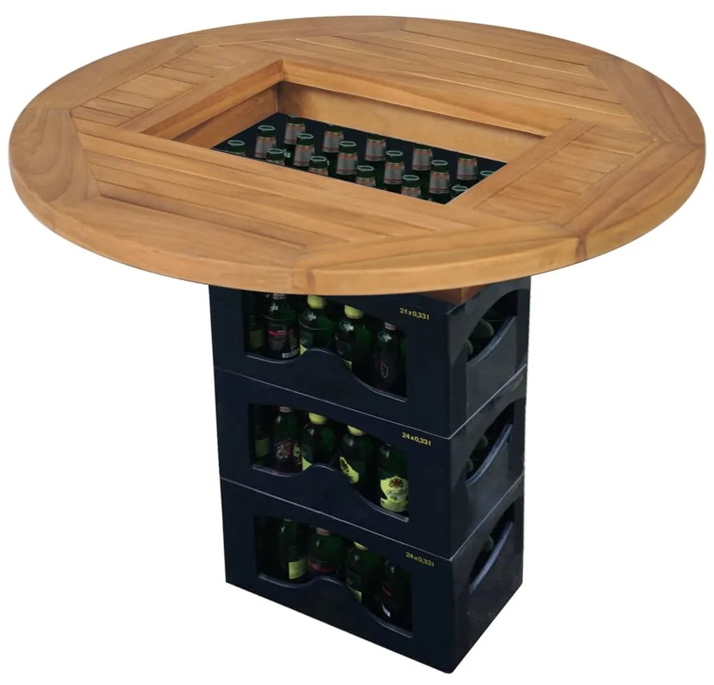 vidaXL Tampo de mesa para grades de cerveja teca 70 cm