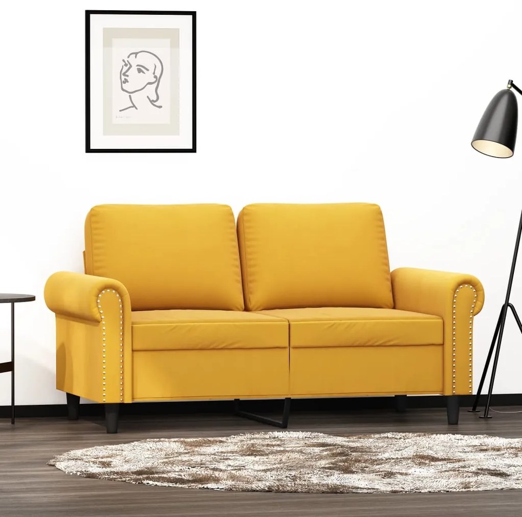 vidaXL Sofá de 2 lugares veludo 120 cm amarelo