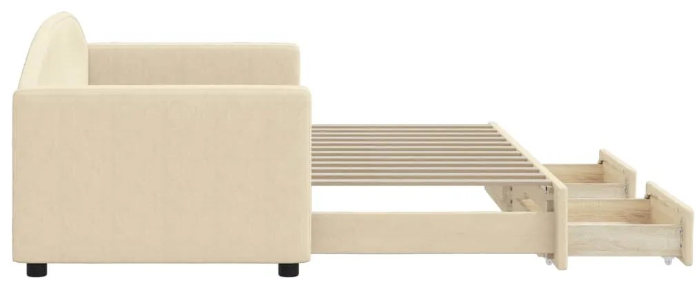 Sofá-cama com gavetão e gavetas 80x200 cm tecido cor creme