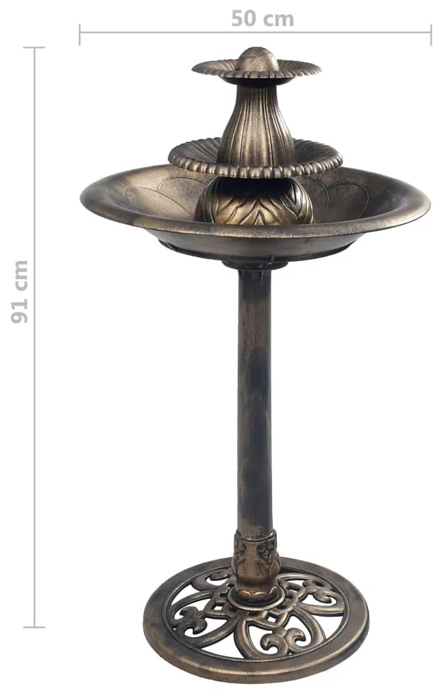 Banheira para pássaros com fonte 50x91 cm plástico bronze