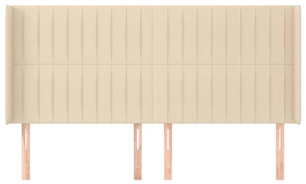 Cabeceira de cama c/ abas tecido 203x16x118/128 cm creme