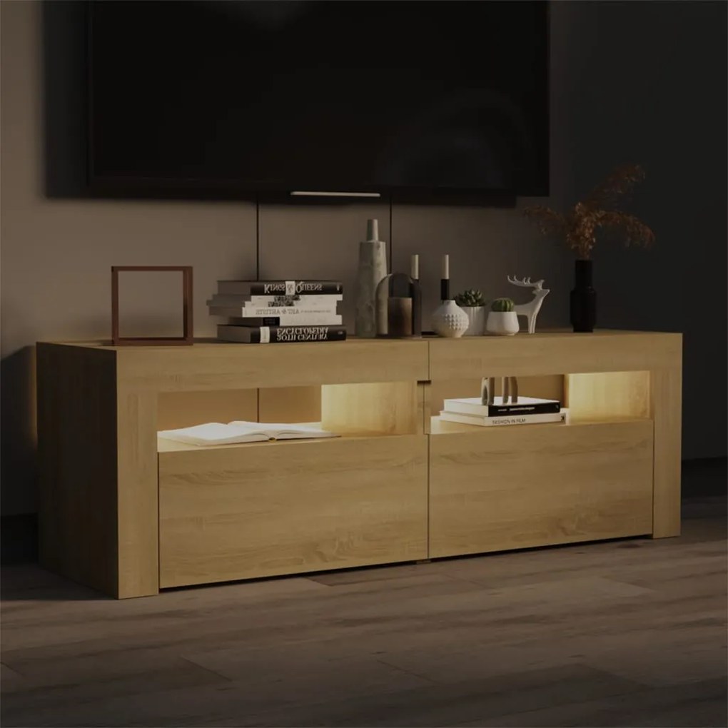 Móvel de TV com luzes LED 120x35x40 cm carvalho sonoma