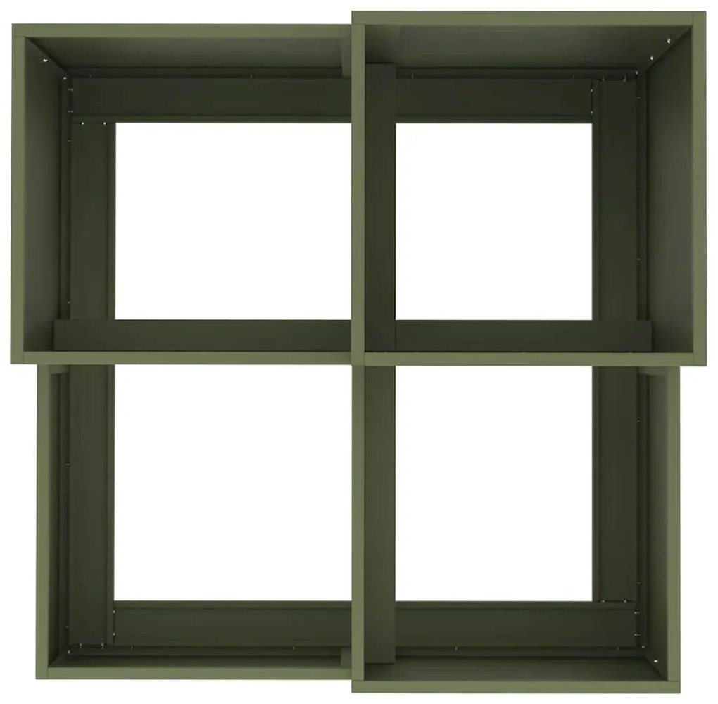 Plantador de Jardim vidaXL 100x100x60 cm Verde Azeitona em Aço