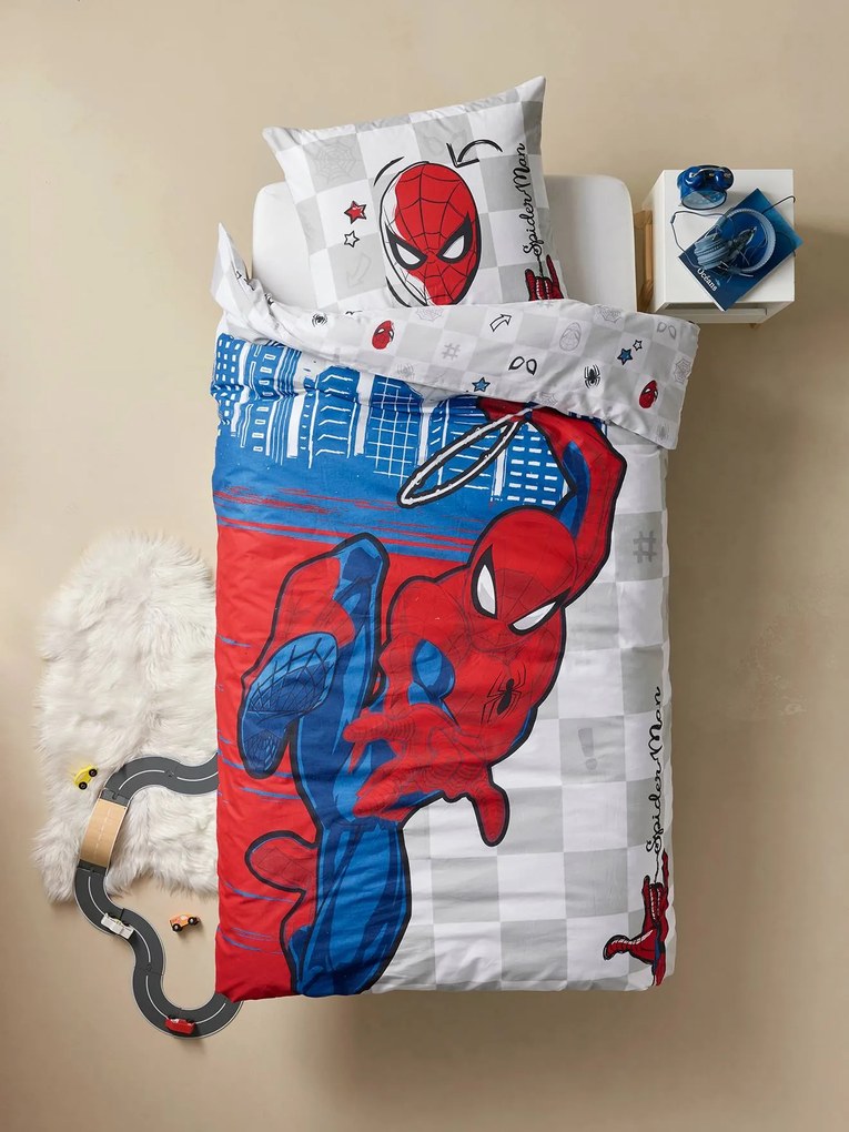 Agora -15%: Conjunto de cama estampado, 100% algodão, Homem-Aranha vermelho estampado