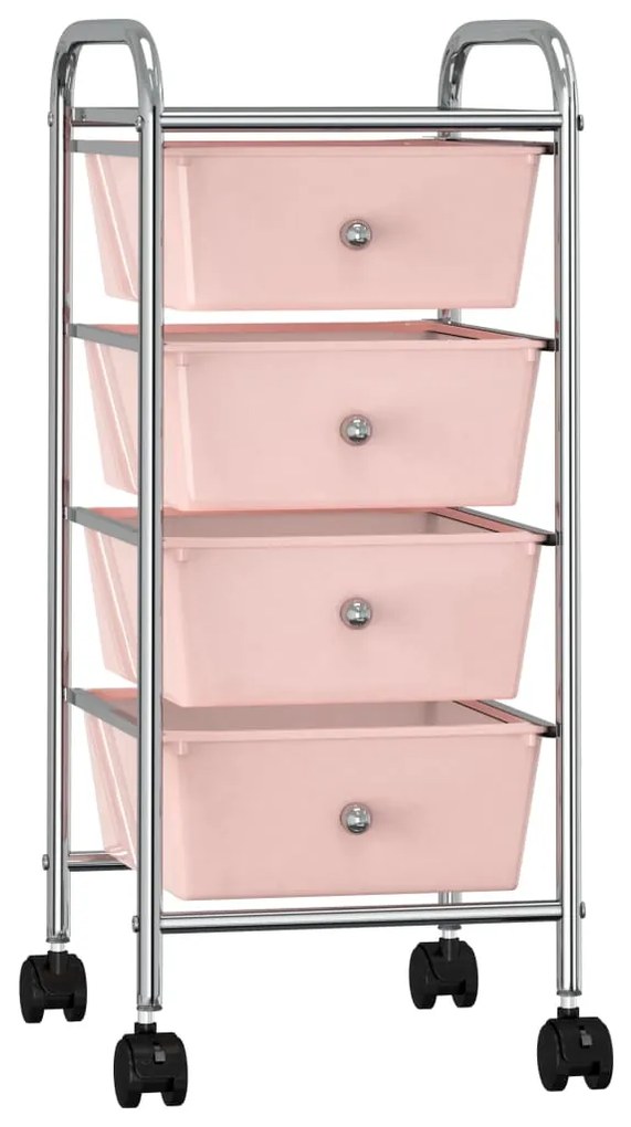 320400 vidaXL Carrinho de arrumação móvel com 4 gavetas plástico rosa