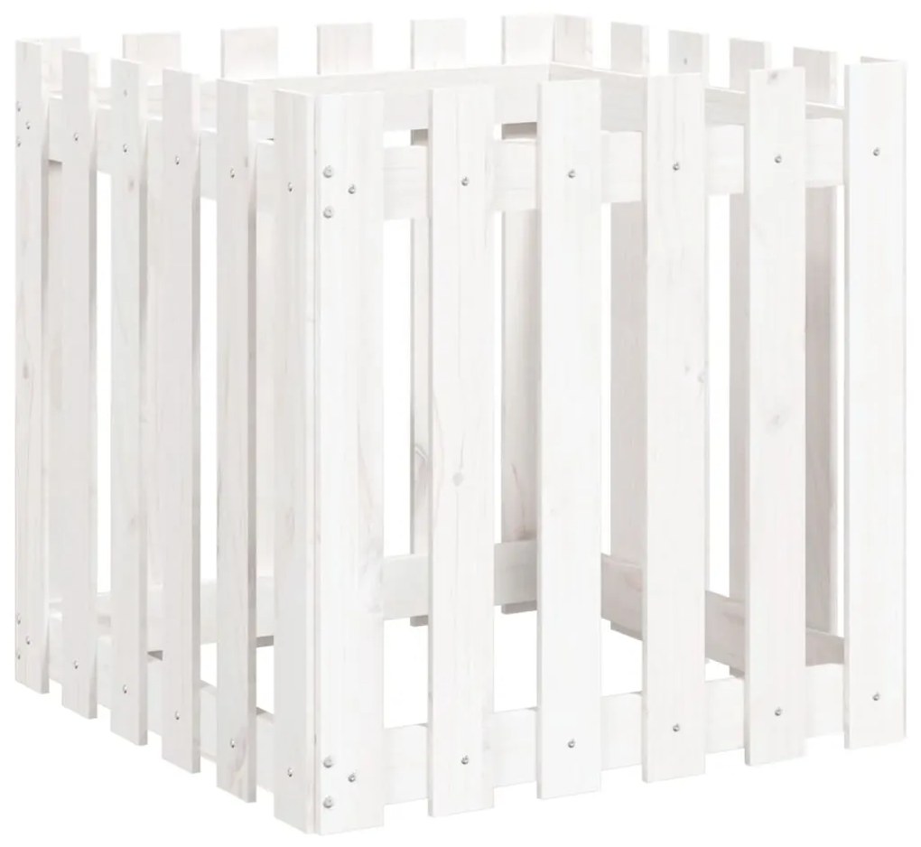 Vaso de jardim c/ design cerca 60x60x60 cm pinho maciço branco