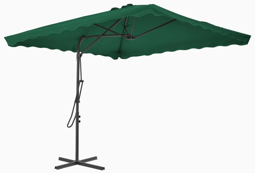 Guarda-sol de exterior com poste em aço 250x250 cm verde