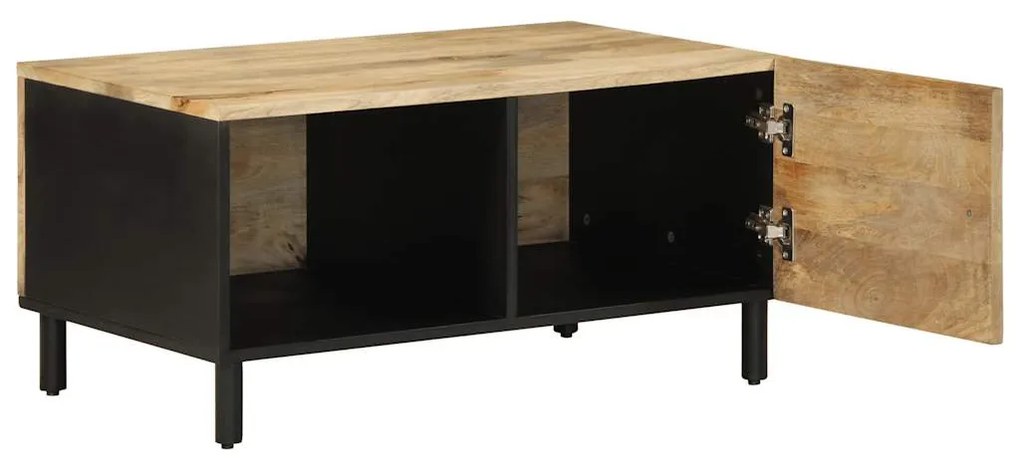 Mesa de centro 80x50x40cm madeira mangueira áspera maciça preto