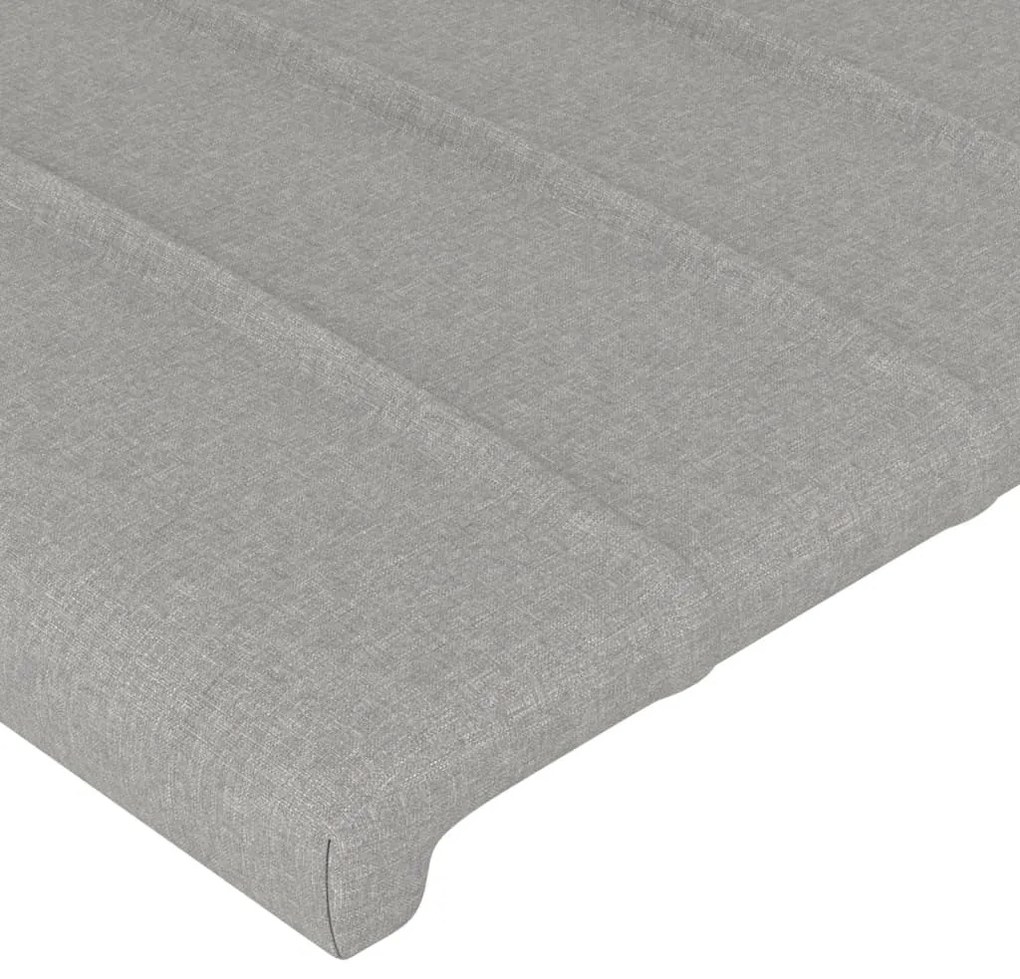 Cabeceira cama c/ luzes LED tecido 147x16x118/128cm cinza-claro