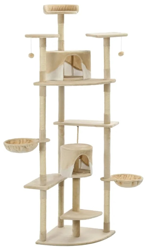 Árvore p/ gatos c/ postes arranhadores sisal 203 cm bege/branco