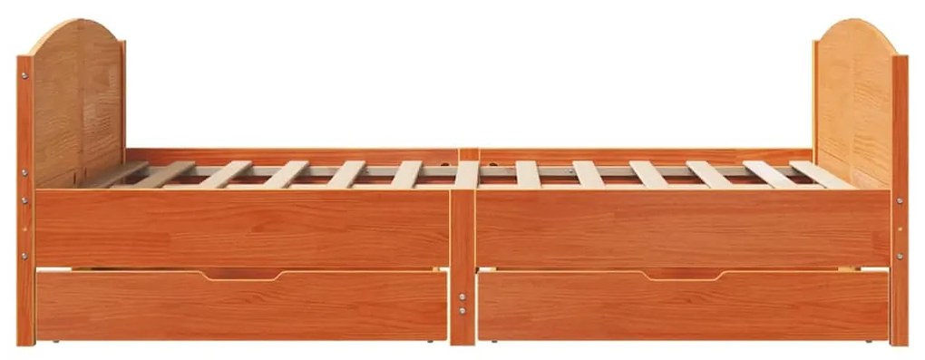 Cama sem colchão 120x200 cm madeira pinho maciça castanho-mel