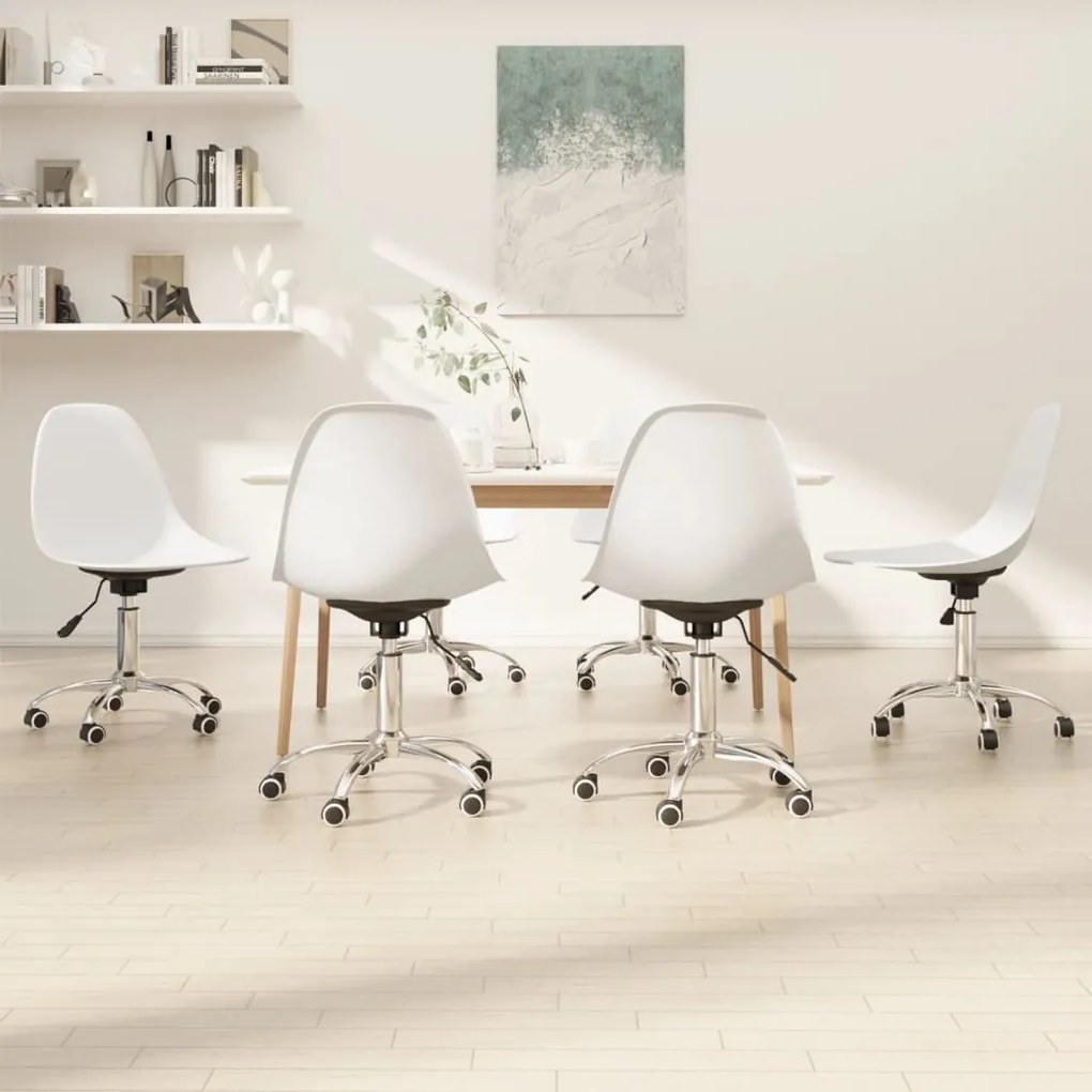vidaXL Cadeiras de jantar giratórias 4 pcs PP branco