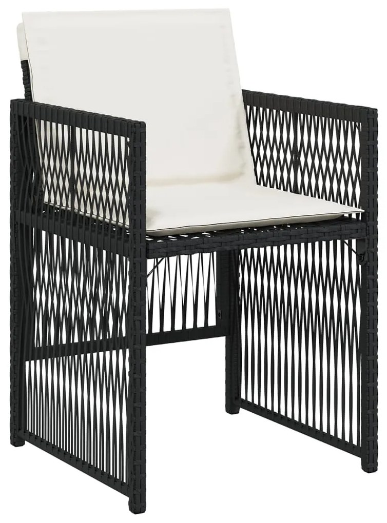 Cadeiras de jardim com almofadões 4 pcs vime PE preto