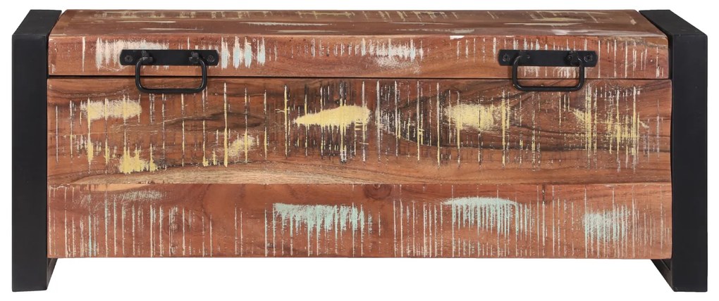 Baús de Armazenamento vidaXL 80x30x30cm Madeira Recuperada Sólida e Me
