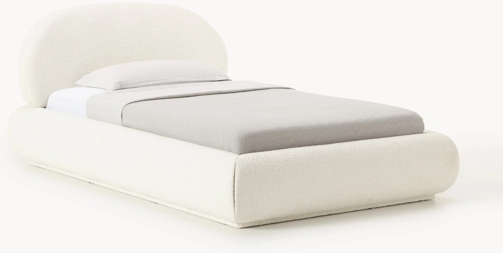 Cama de solteiro estofada em bouclé Alba