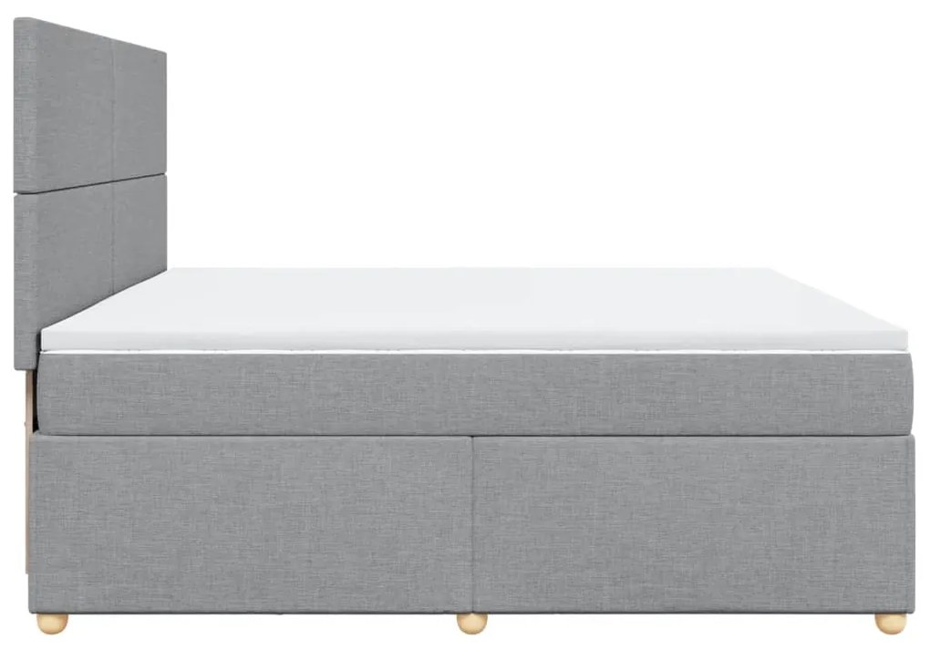 Cama com molas/colchão 200x200 cm tecido cinza-claro
