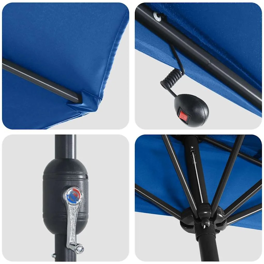 Guarda-sol de Jardim Azul Azur 294 x 150 x 224 cm tecido