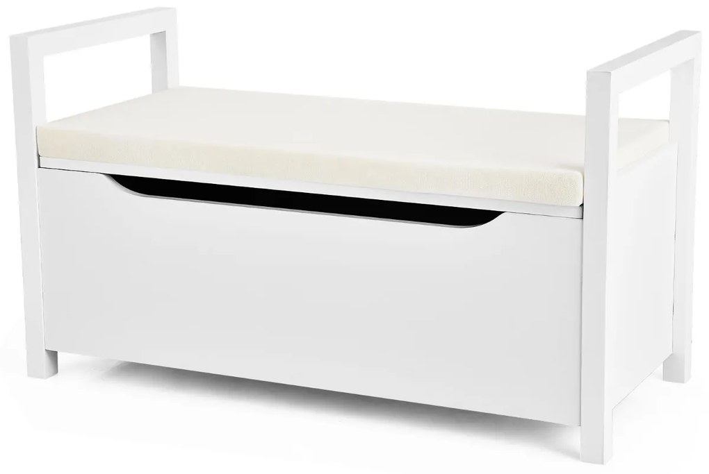 Banco de troca de sapatos com banco almofadado Banco de brinquedos para sala de estar do corredor de entrada 86 x 38 x 49 cm Branco