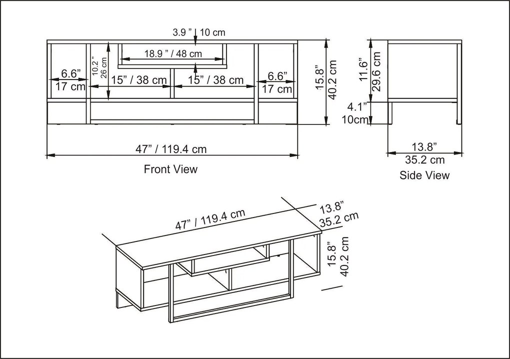 Suporte para TV Asal – Branco – 120 cm