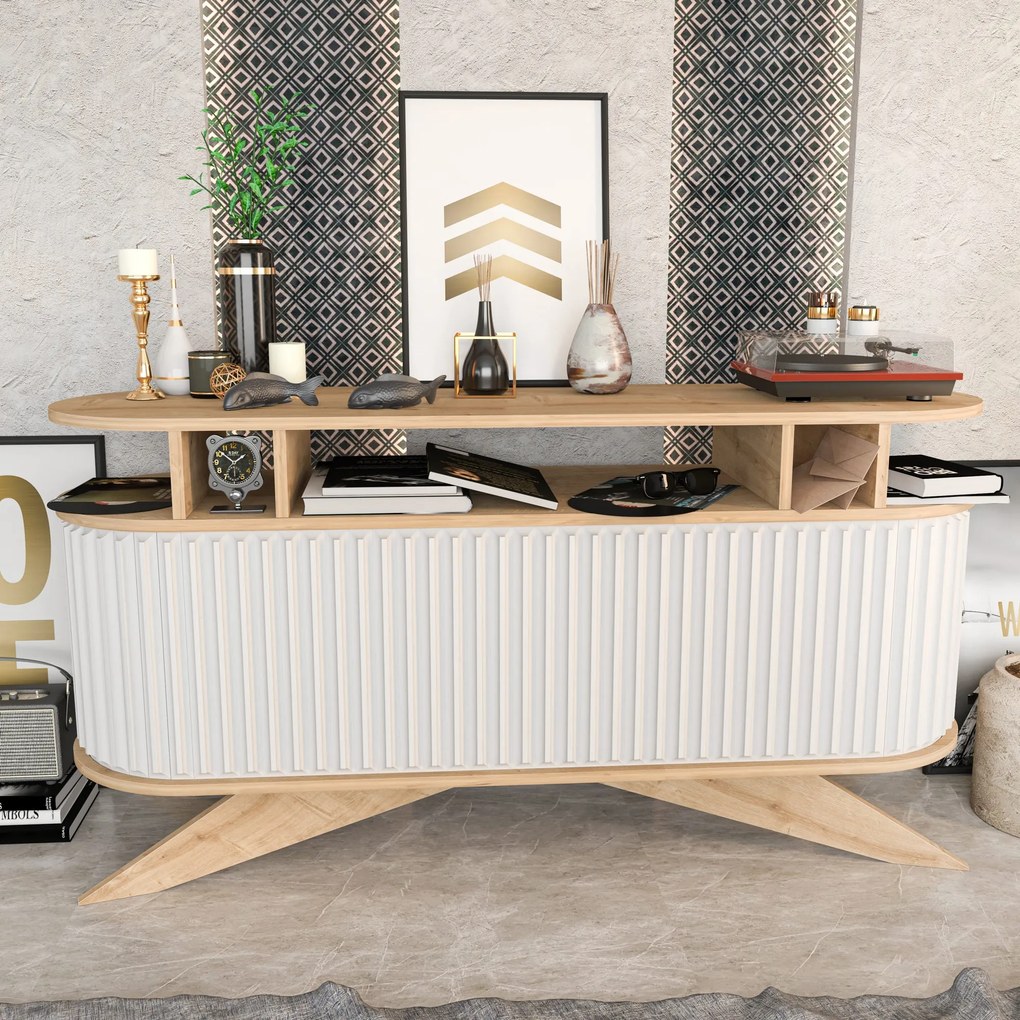 Aparador Stor – Carvalho/Branco – 150x43x75 cm