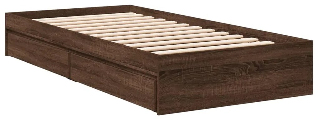 Estrutura cama c/ gavetas derivados madeira carvalho castanho