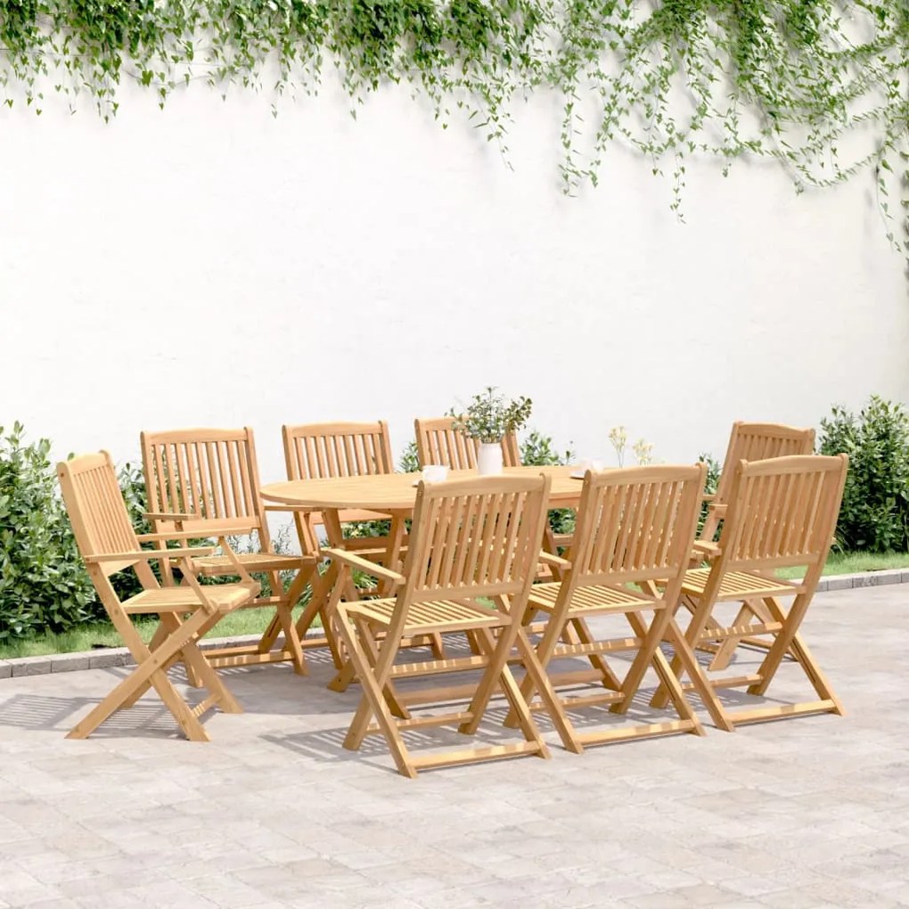vidaXL 9 pcs conjunto de jantar para jardim madeira de acácia maciça