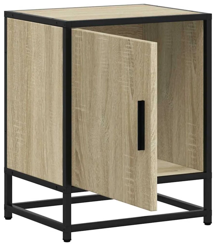 Mesa de cabeceira sonoma carvalho 40x31x50 cm madeira e metal
