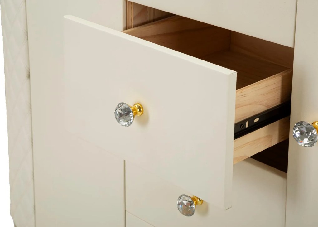 Aparador Sharon - Madeira e MDF Branco com Detalhes Dourados - 120 cm