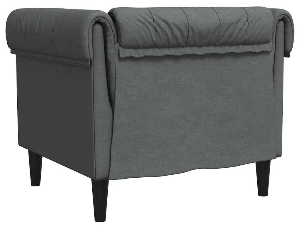 Sofá chesterfield tecido cinzento-escuro