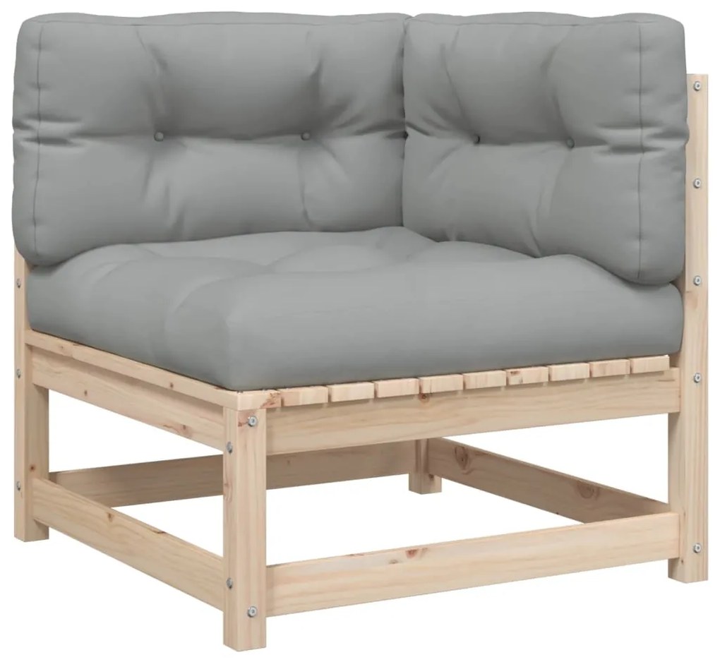 8 pcs conjunto sofás de jardim com almofadões pinho maciço