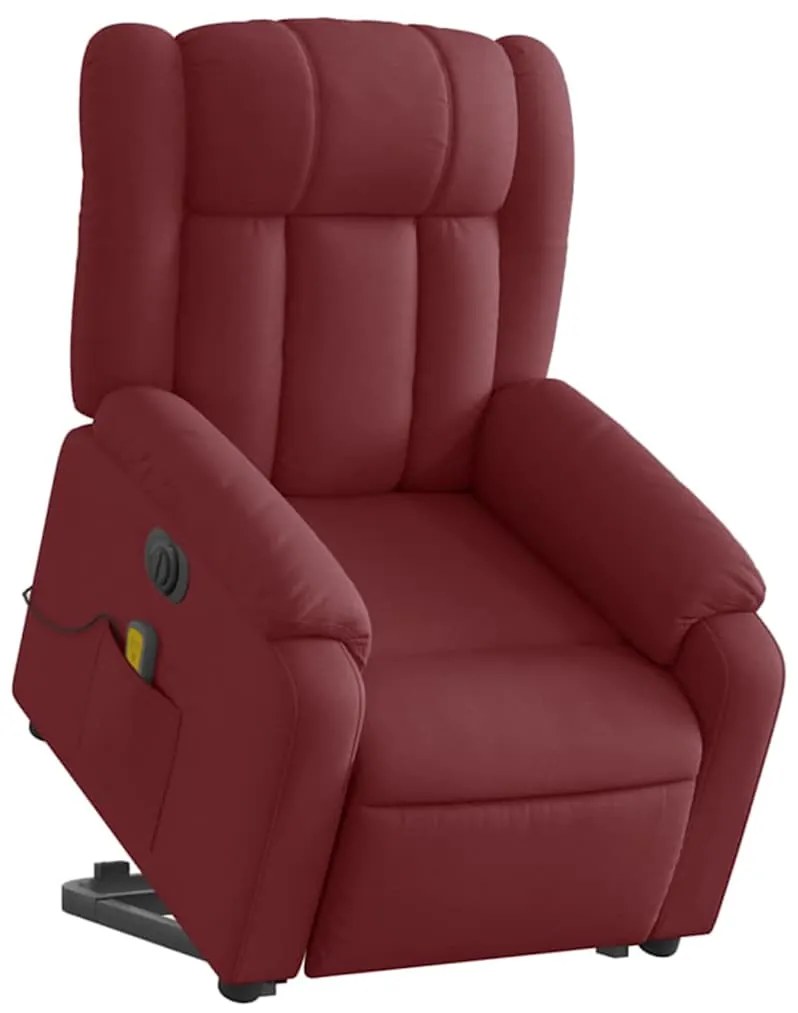 Poltrona elevatória de massagens elétrica tecido vermelho tinto