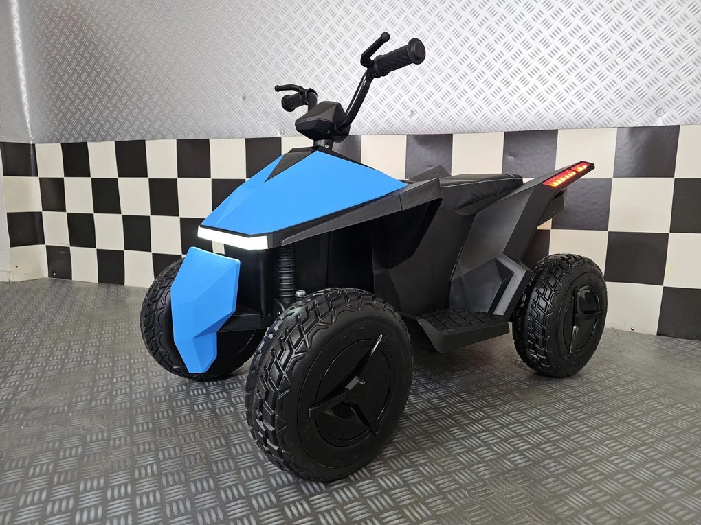Moto 4 elétrica para crianças Future 12V Assento em pele, pneus borracha, Luzes Azul