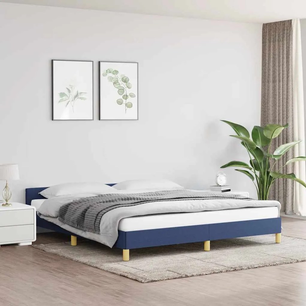 Estrutura cama c/ cabeceira sem colchão 180x200 cm tecido azul