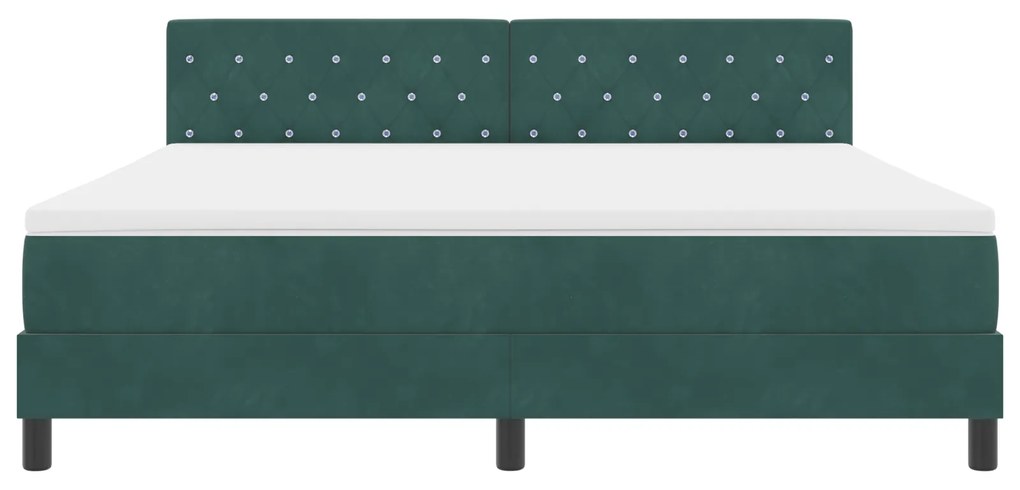 Cama Box Springs vidaXL com Colchão Verde Escuro Super King Veludo