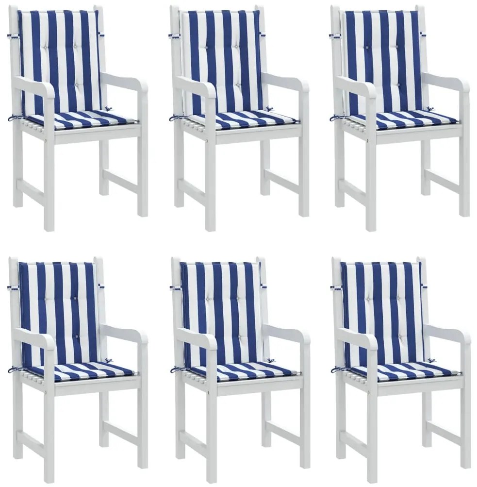 Almofadões cadeira encosto baixo 6pcs tecido riscas azul/branco