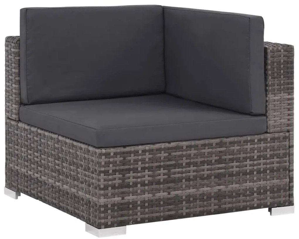 6 pcs conjunto lounge de jardim c/ almofadões vime PE cinzento