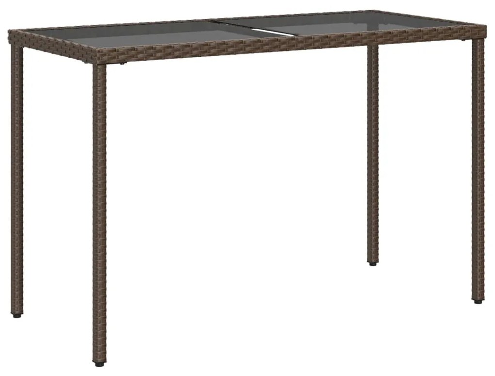 Mesa de jardim com tampo de vidro 115x54x74 cm vime PE castanho