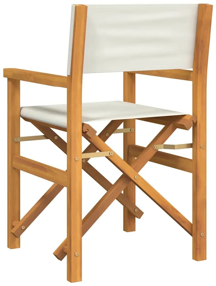 Cadeiras de realizador dobráveis 2 pcs teca maciça cor creme