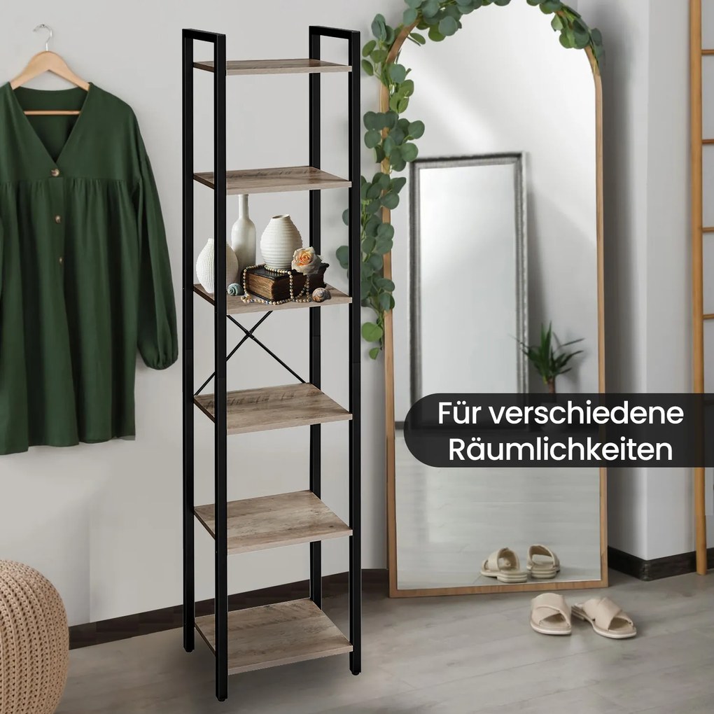 Prateleira, estante de livros Design compacto 30 x 40 x 187,5 cm preto-greige