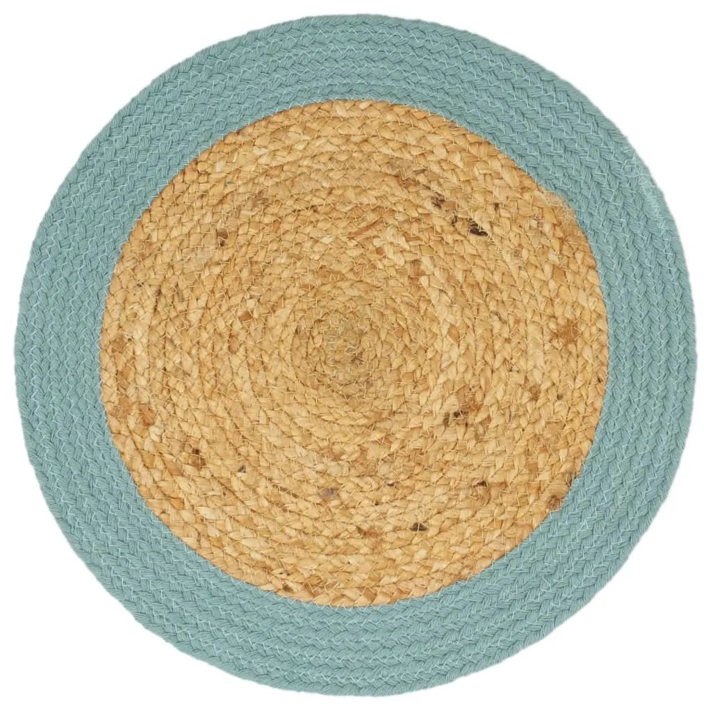 Individuais de mesa 6 pcs juta e algodão 38 cm natural e verde