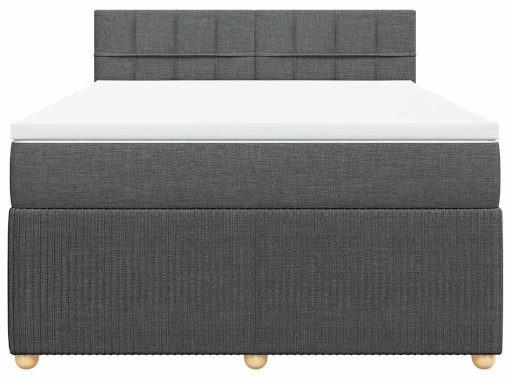 Cama com molas/colchão 140x190 cm tecido cinzento-escuro