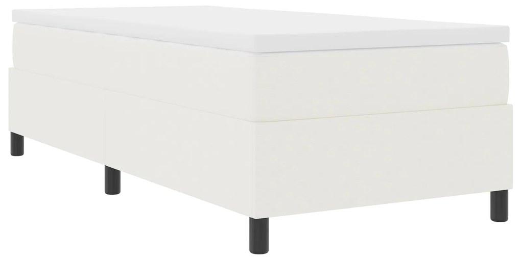 Cama Box Spring com Colchão Creme 90x200 cm Tecido de Veludo Cotelê
