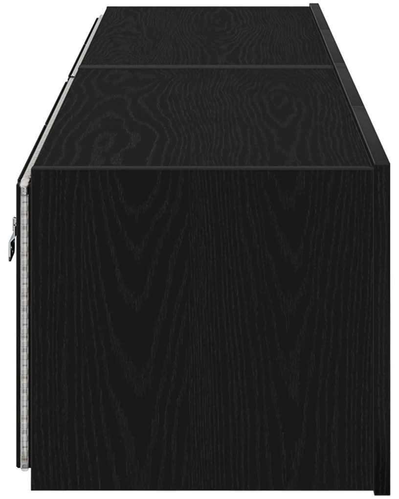 Armários de TV vidaXL com luzes LED 2 pcs Preto Carvalho 80x35x31 cm