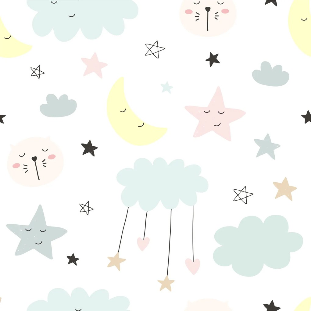 Cama infantil Luk estrelas 140x70 branca - colchão e estrado incluído