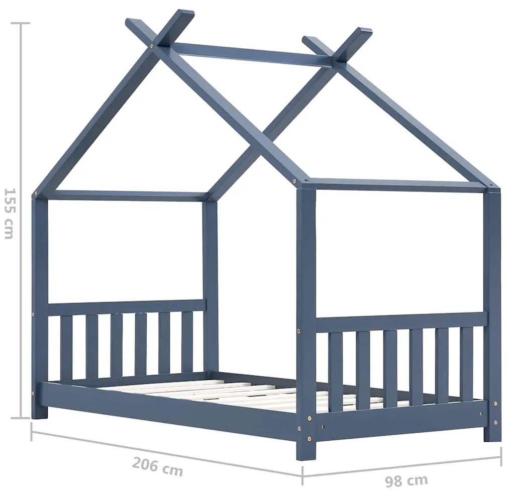Estrutura de cama para crianças 90x200 cm pinho maciço cinzento