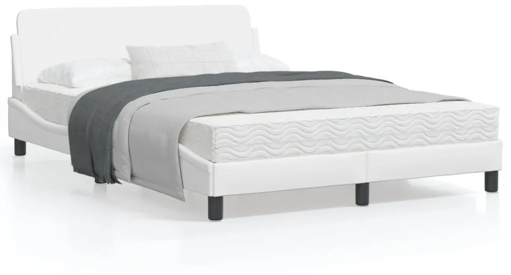 vidaXL Estrutura cama c/ cabeceira 120x200 cm couro artificial branco