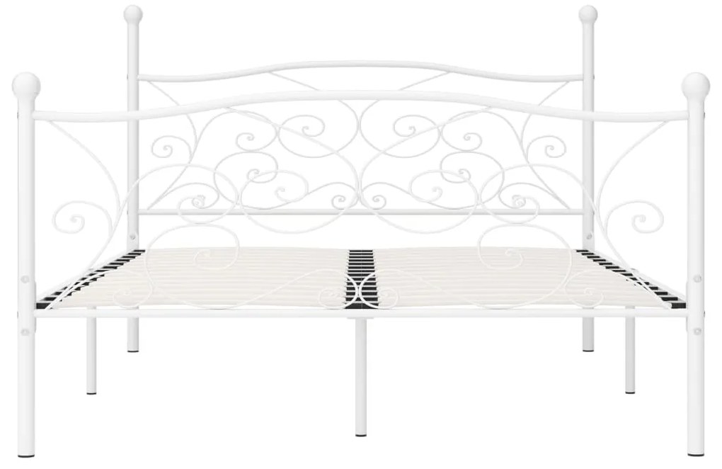 Estrutura de cama com estrado de ripas 160x200 cm metal branco