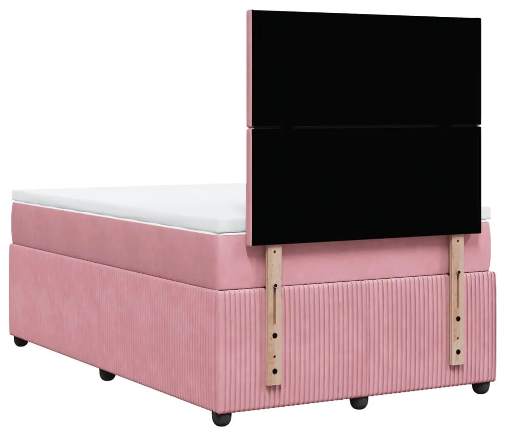 Cama boxspring com colchão 120x200 cm veludo rosa