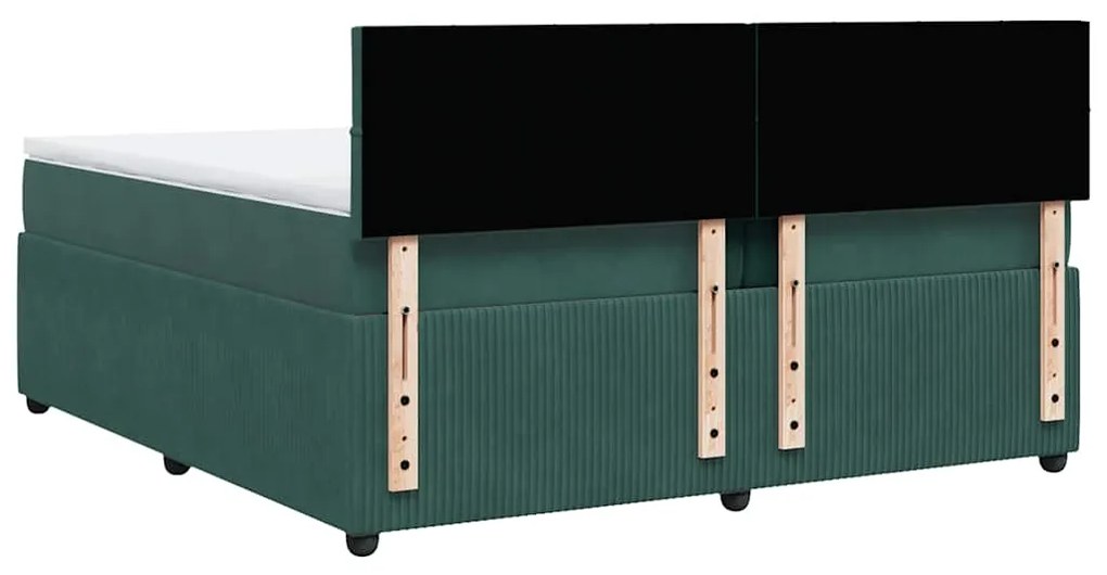 Cama com molas/colchão 200x200 cm veludo verde-escuro