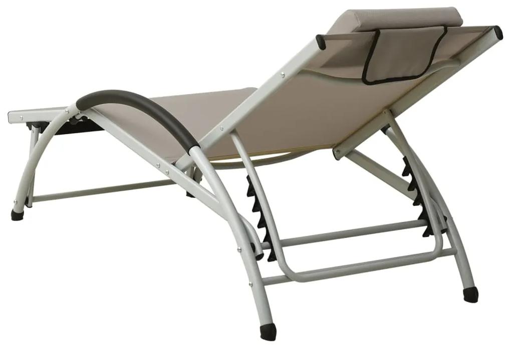 Sun Lounger with Pillow Textilene Taupe